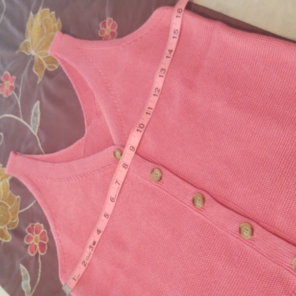 Loft Double V Neck Button Front Cotton Knit Tank Top Coral S - Picture 7 of 9